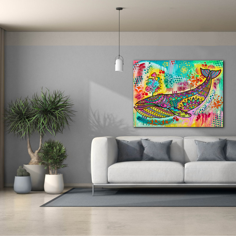 «Blue Whale» par Dean Russo, art mural sur toile, H 40 po x l 54 po x P 1,5 po