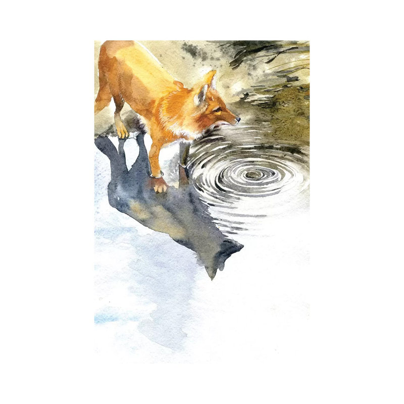 Fox By The River by Marina Ignatova - Wrapped Canvas Print, 101.6 cm H x 66.04 cm W x 3.175 cm D