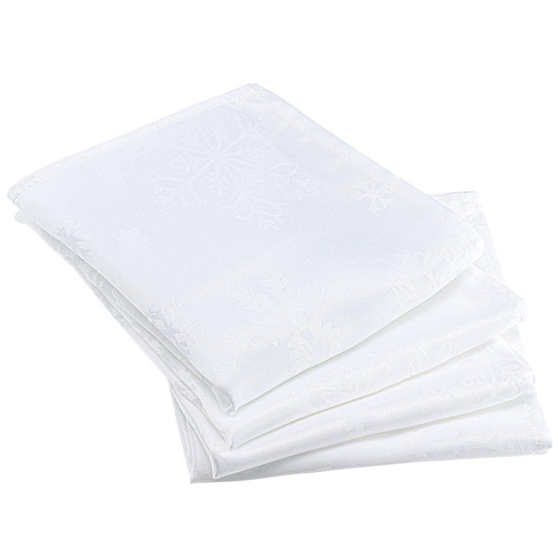 Christmas Blizzard Snowflake Embossed Design 90in Tablecloth and 8 Napkins, White