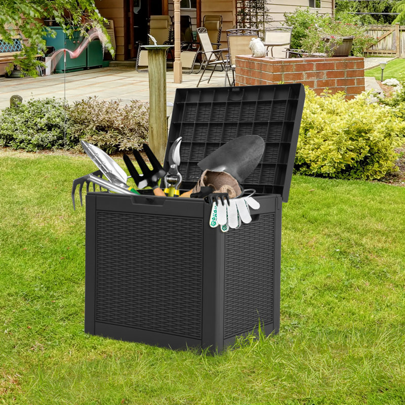 Boîte de rangement verrouillable en résine résistante à l'eau 32 gallons, Noir
