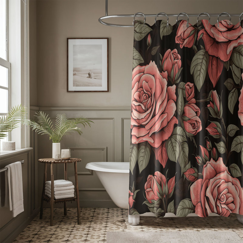 Rideau de douche 1 pièce Passionate Bloom, H 74 po x l 71 po