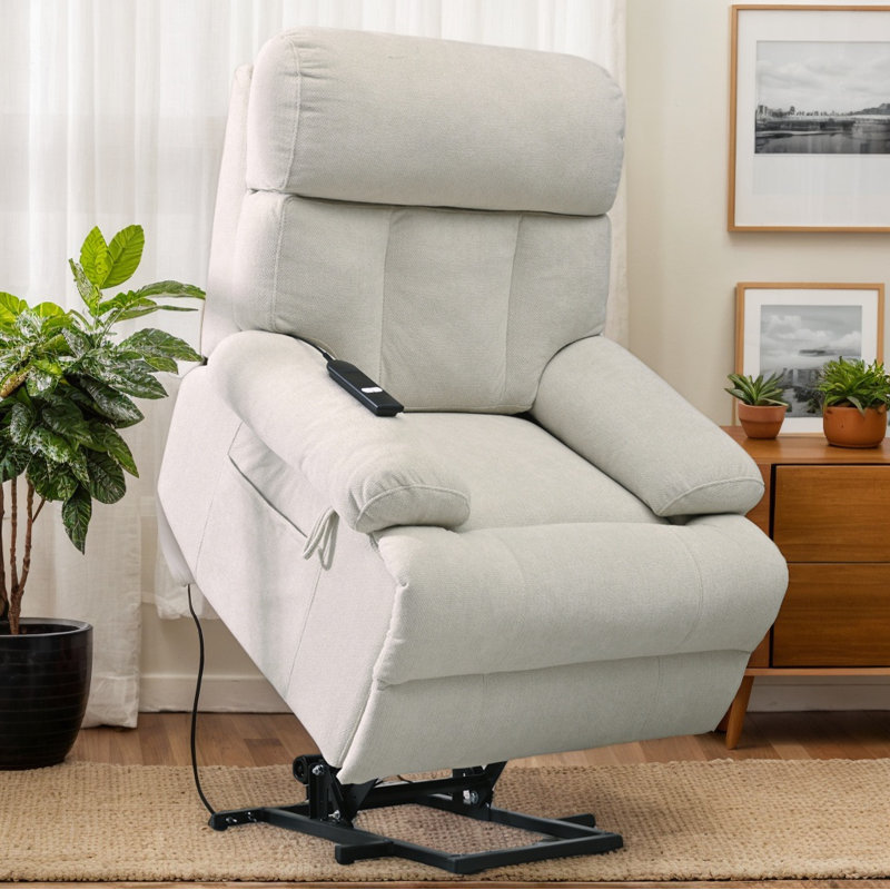 Oversized Power Lift Recliner Chair For Elderly, Electric Fabric Recliner With Extended Footrest, Remote Control & Spacious Seat