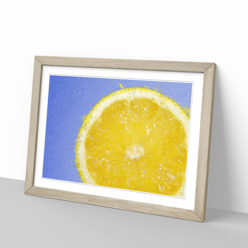 Lemon Slice - Picture Frame Painting Print, 48cm H x 65cm W x 2cm D, Oak Framed