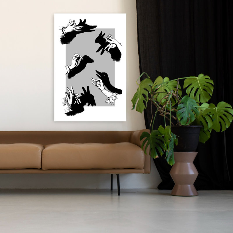 Art mural rétro avec mains en forme de mains, H 48 po x l 32 po