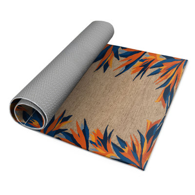 Tapis d'intérieur et d'extérieur brun Botanical