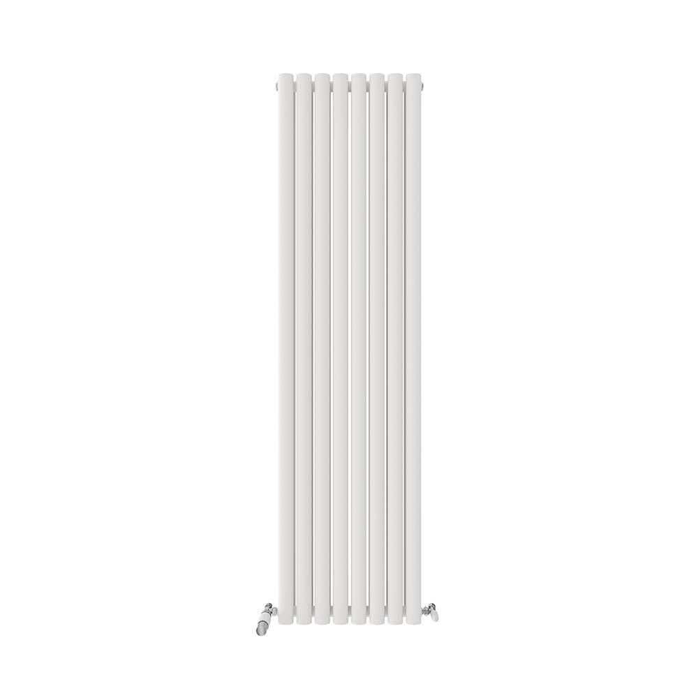 iBathUK Princia Vertical Double Oval Panel Radiator Angled Valve