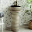 Homary 19.29'' Gray Fireclay Circular Bathroom Sink