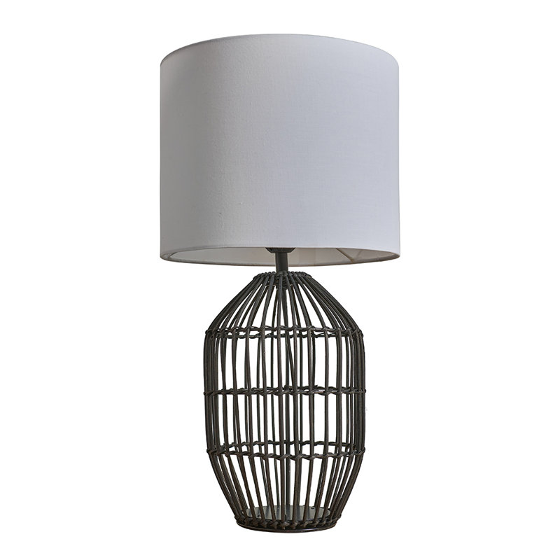 Tonnele Wicker/Rattan Table Lamp, Shade White