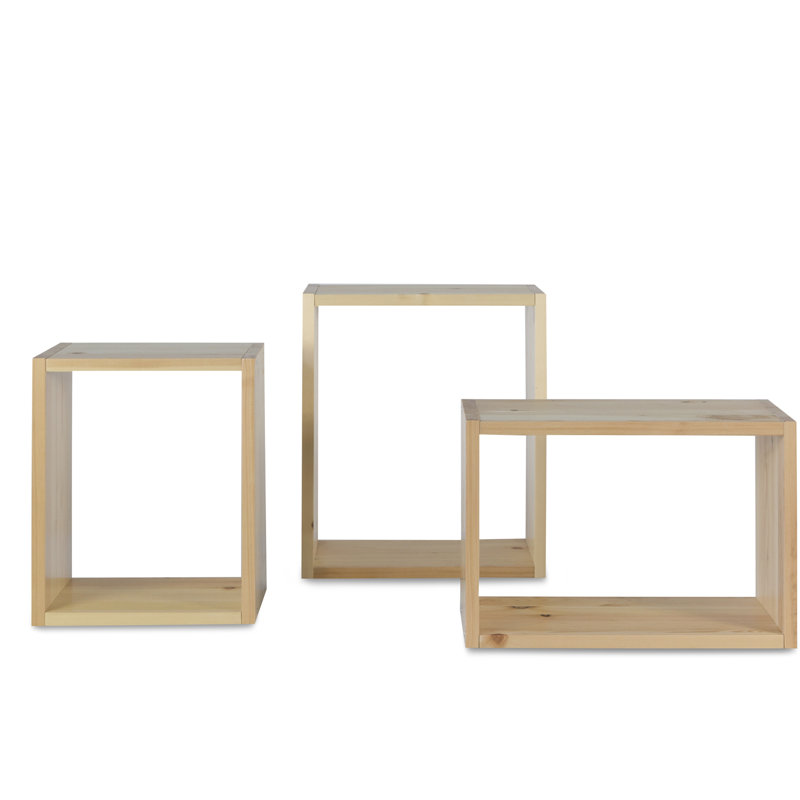 Apollo 3 Piece Pine Solid Wood Floating Shelf