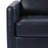 Modern Upholstered Navy Faux Leather Square Swivel Armchair with Matel Base-1911173914