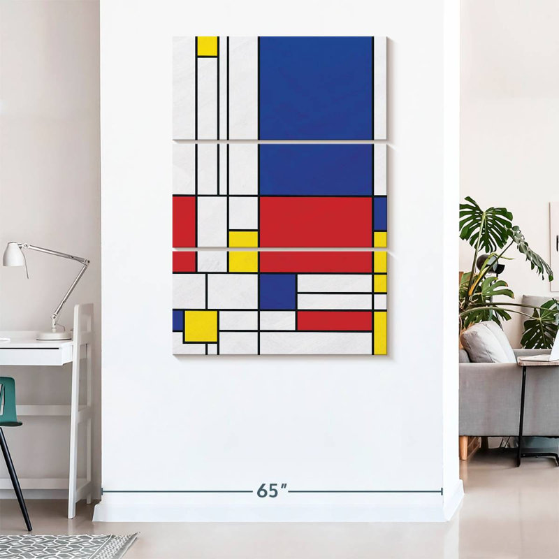 Impression géométrique sur toile géométrique Mondrian II, H 74 po x l 48 po x P 1,25 po
