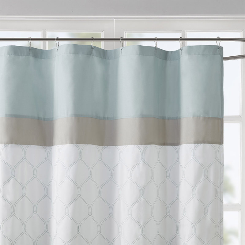 Rideau de douche simple 72 x 72 po à imprimé écume de mer et brodé Keller, Écume de mer, écume de mer