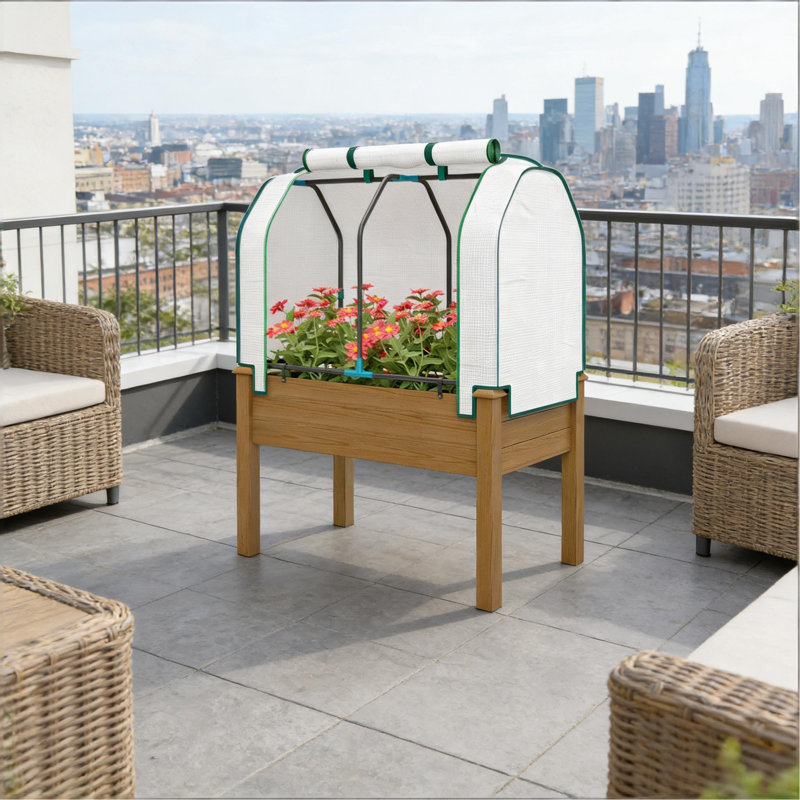 Outdoor Planter Box,Convenient Raised Garden Bed, Brown