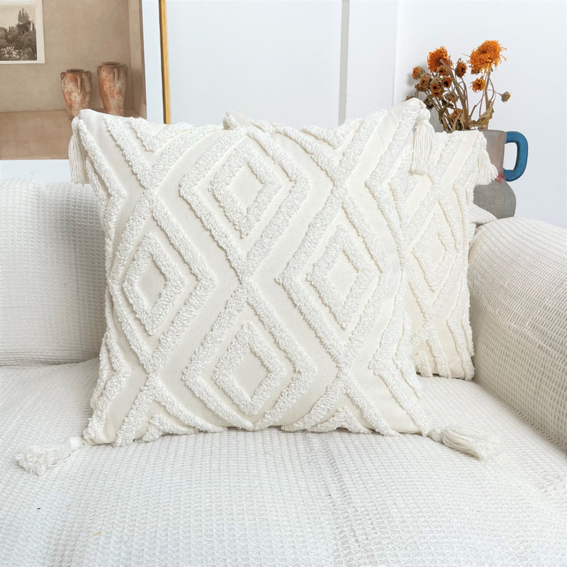 Mancelona White Square Scatter Cushion Pillow Cover
