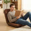 Fauteuil de sol avec dossier, ajustable et pliable, idéal pour la méditation, la lecture, les jeux vidéo et le yoga. Coussin épais. Couleur : brun café.-1453363881