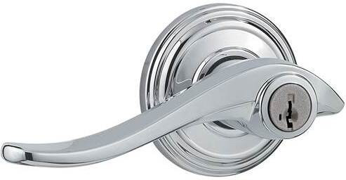 Avalon Keyed Door Lever with SmartKey®, Polished Chrome