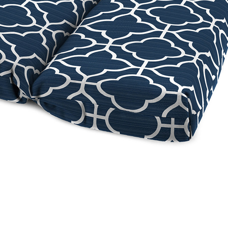 72" x 22" Outdoor Chaise Lounge Cushion with Ties and Loop, Fandango Oceanic