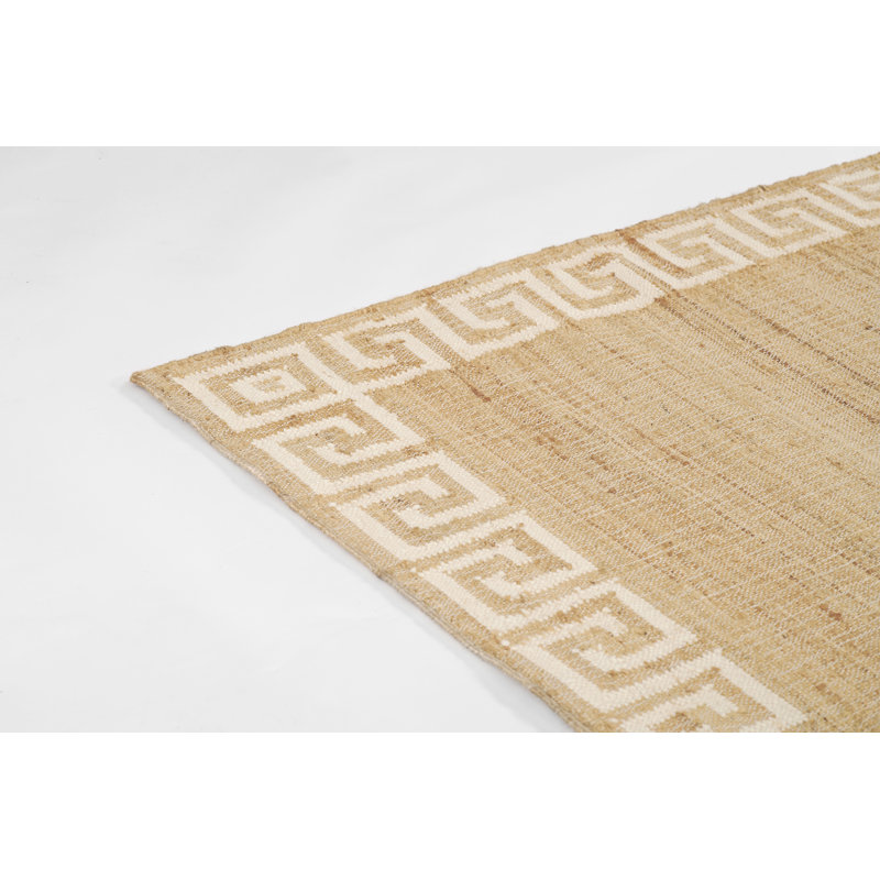 Erin Gates by Momeni Orchard Greek Key Jute and Wool Hand Woven Ivory Area Rug, Rectangle 8' x 10'