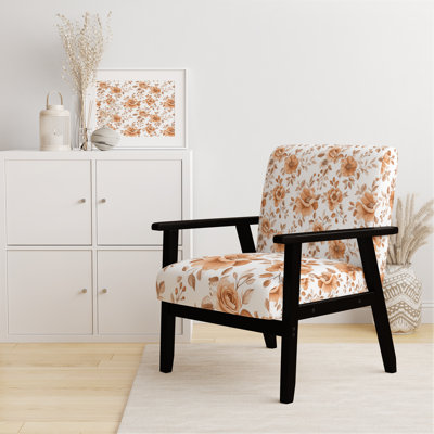 Country Farmhouse Accent Chair - Rust Cottage Florals Orange Arm Chair