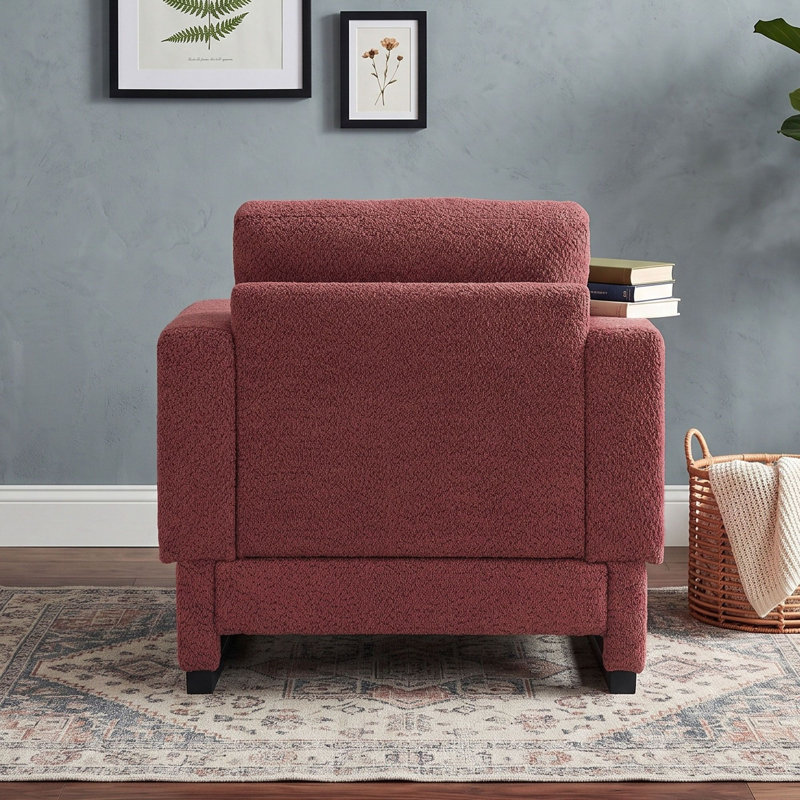 Upholstered Armchair with Cushion, Rouge