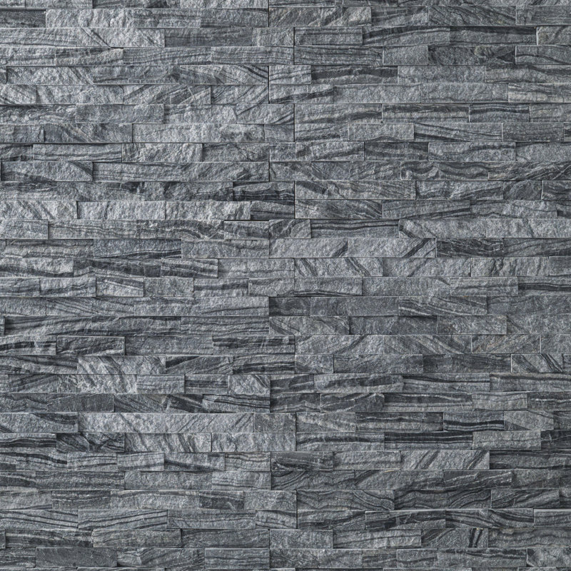 Stonecrest 6 in. x 24 in. Split Face Natural Stone Ledger Panel Wall Tile, Ashen Black