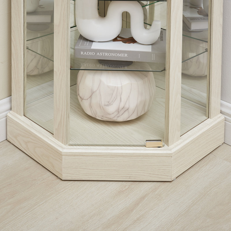 Vitrine de coin vitrée éclairée, Blanc