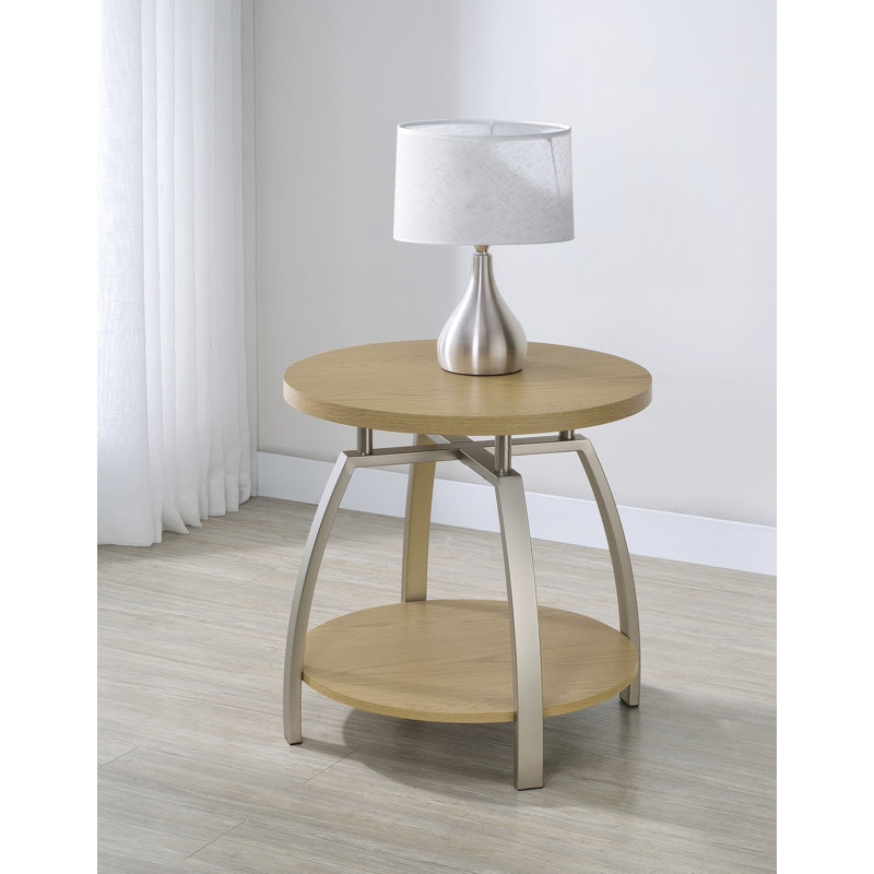 23.4" W Contemporary End Table, Brown