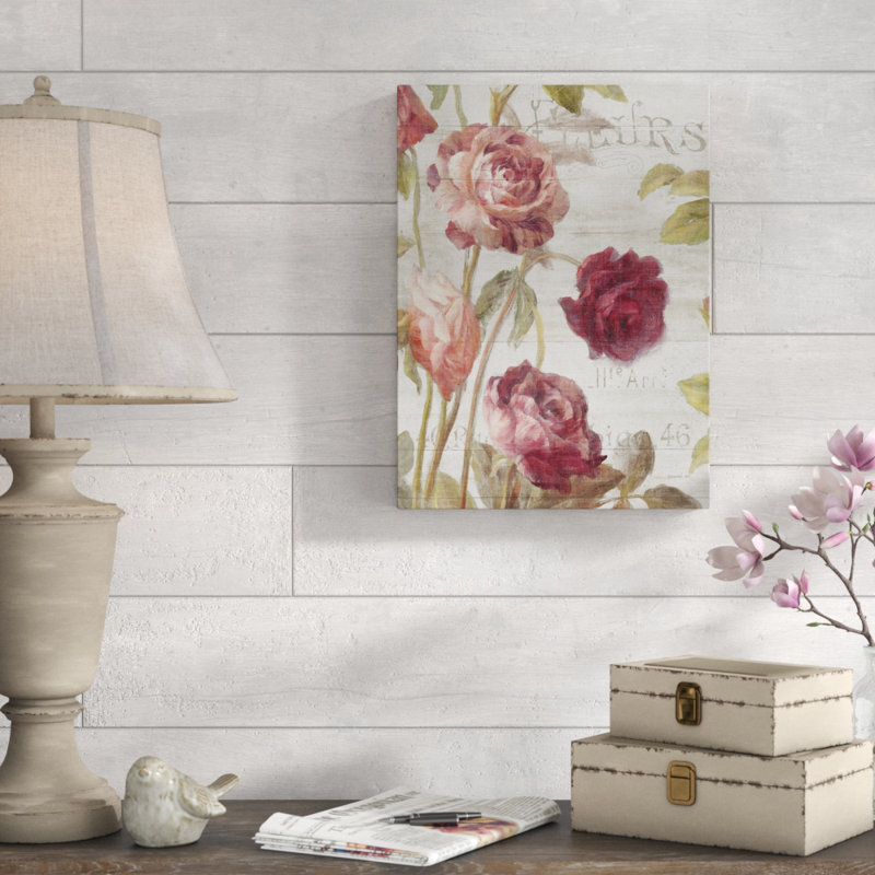 « french roses ii », reproduction de peinture à l’acrylique sur toile tendue, H 47 po x l 35 po x P 2 po
