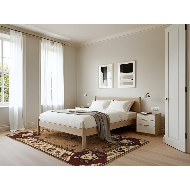 Tapis brun français lavable à la machine, Rectangle 5 pi x 7 pi