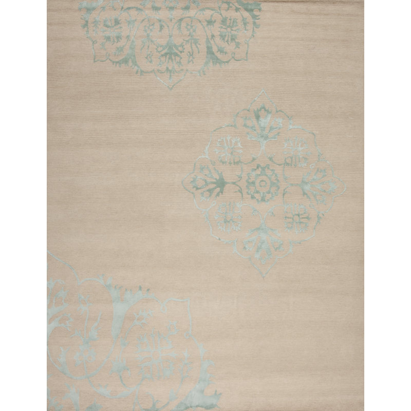 Modern Tibet Hand Knotted Damask Area Rug, Rectangle 9' x 12'