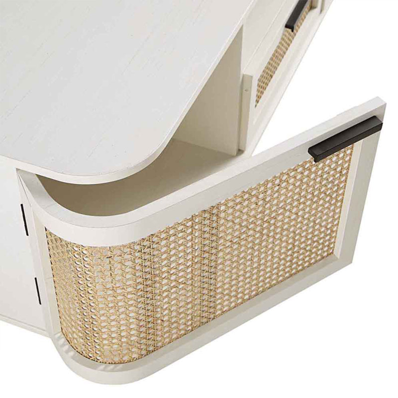 Meuble télé rétro en bois massif tissé