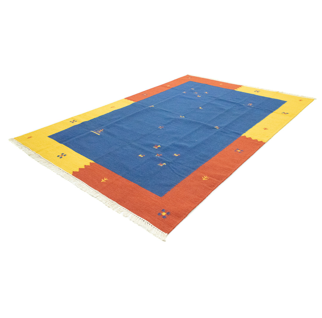 Handmade Kilim Wool Blue Indoor/Outdoor Rug