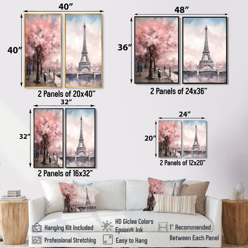 Chef-d'œuvre de la Tour Eiffel II - grand art mural français 2 panneaux, 36" H x 48" W, Wrapped Canvas, Does Not Apply