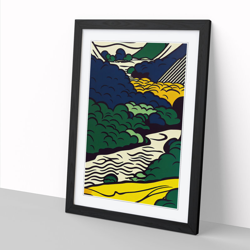 Babbling Brook Stream Pop 1 Piece Single Picture Frame Wall Art, 64cm H x 46cm W, Oak