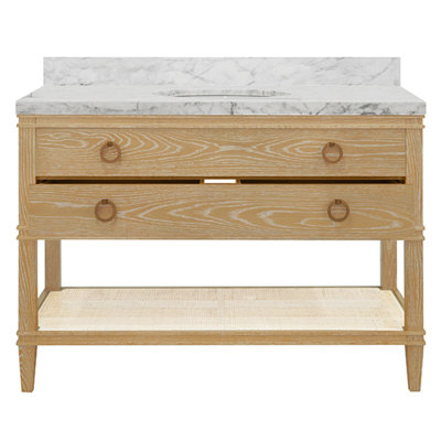 Meuble-lavabo sur pied simple 36,5 po avec plateau en marbre de Carrare Cutler