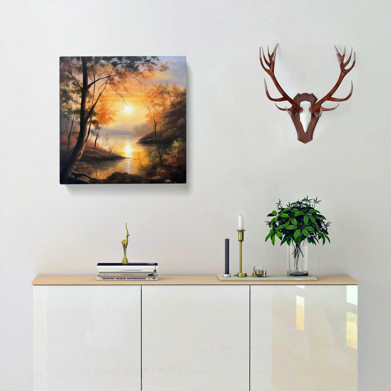 Sunrise Oil Painting No.6 - Wrapped Canvas, 50cm H x 50cm W x 3cm D