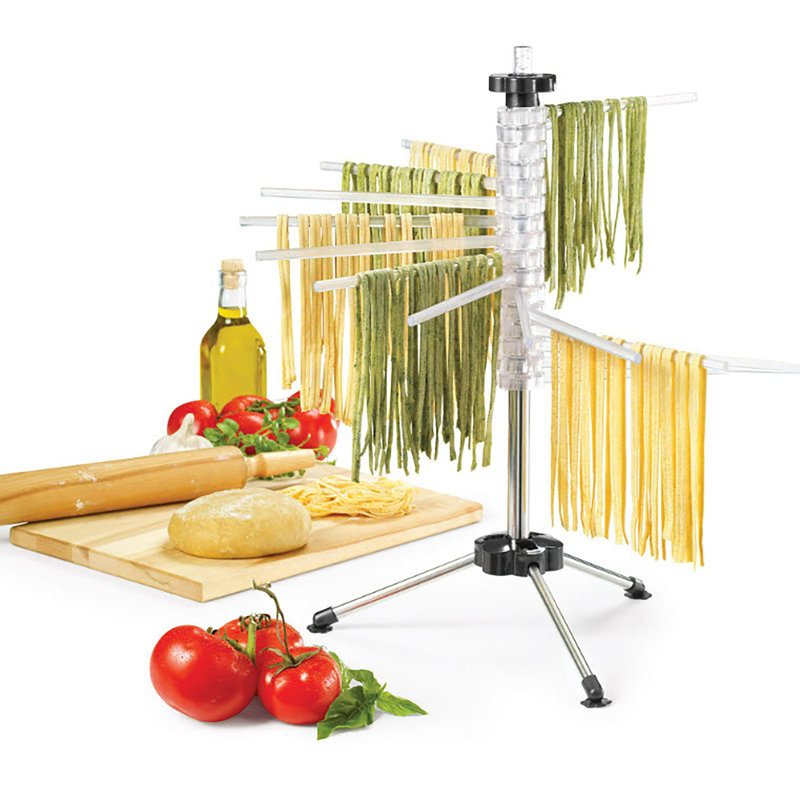Clear 16-Arm Pasta Drying Rack with Metal Stand