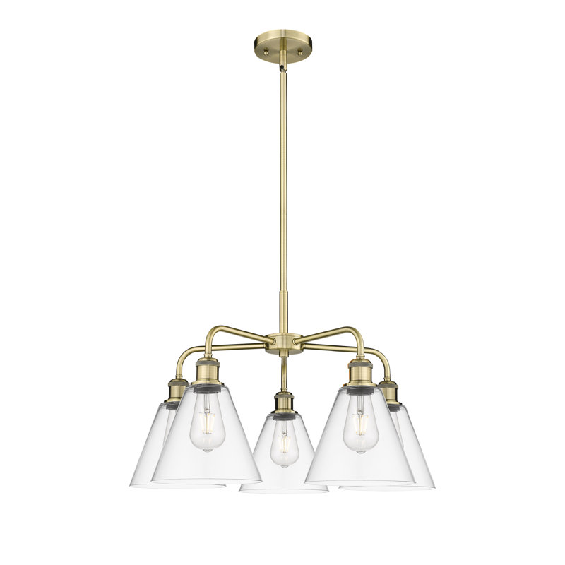 Lustre cône à 5 lumières Beva, Transparent, Bronze huilé