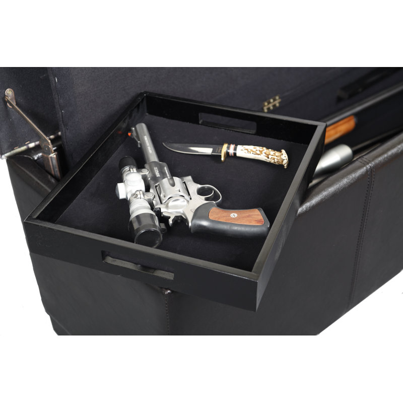 Gun Concealment Polyester Blend Upholstered Storage Bench