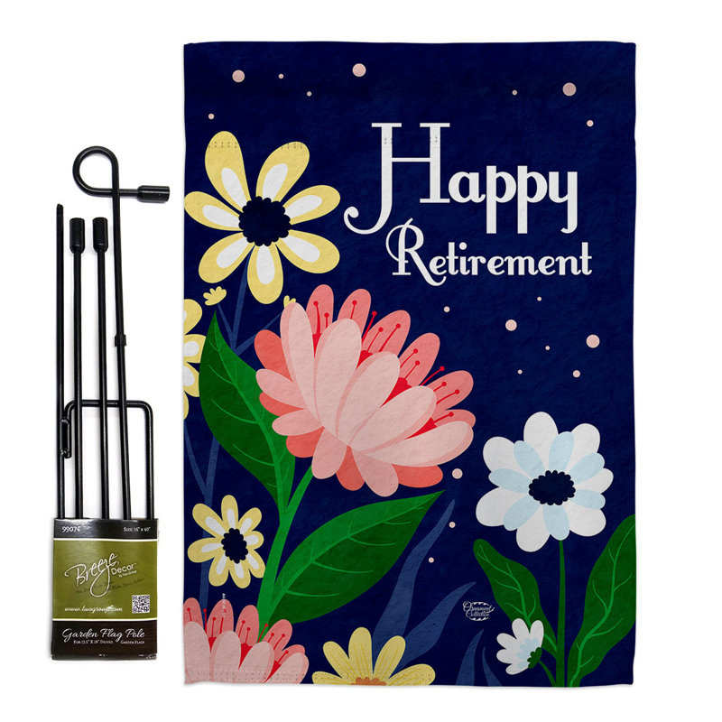 Ensemble de drapeaux en polyester 19 x 13 po Happy Retirement