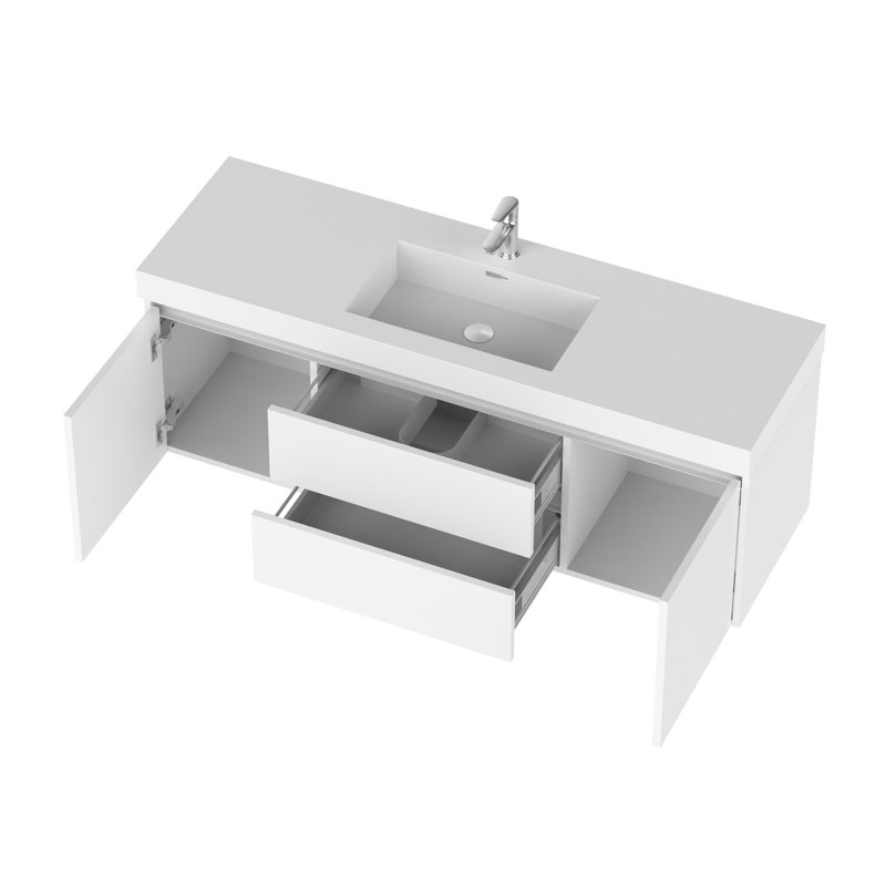 Ensemble de meuble-lavabo mural simple de 60 po à DEL Valles