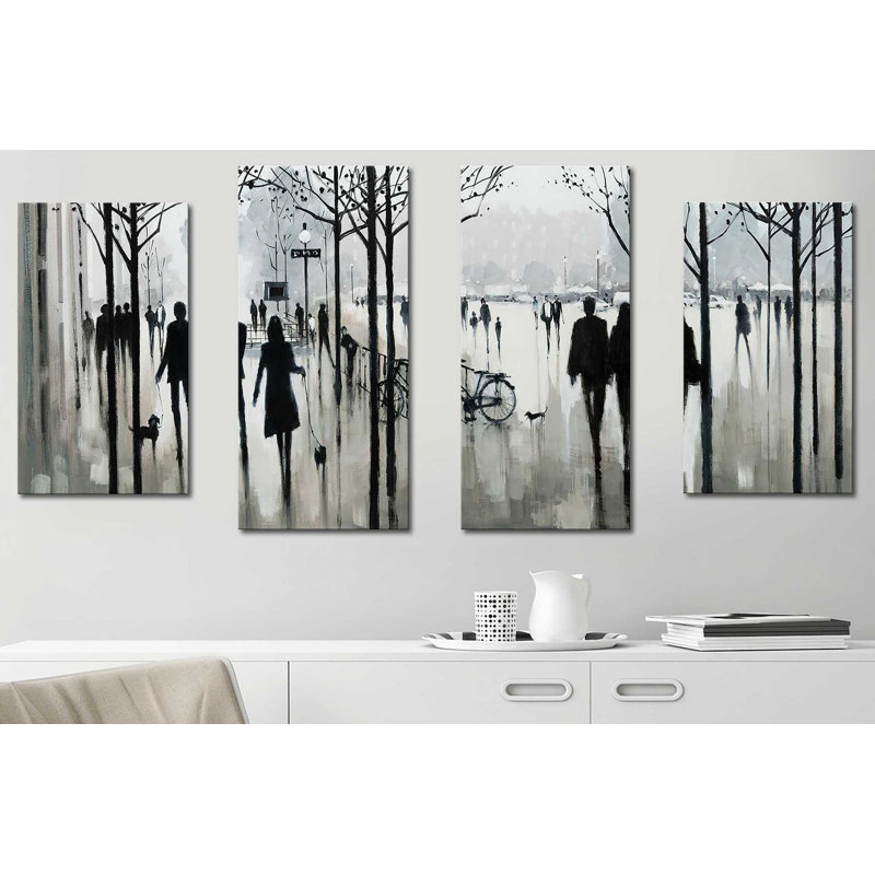 "Morning Paris" par E. Anthony Orme, ensemble de 4 reproductions sur toiles, H 38 po x l 72 po x P 1,5 po