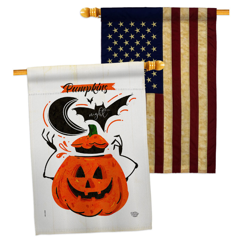 Double Sided 40'' H x 28'' W Polyester Halloween House Flag