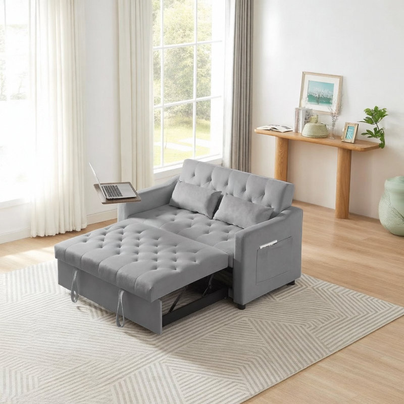GREY VELVET SOFA BED