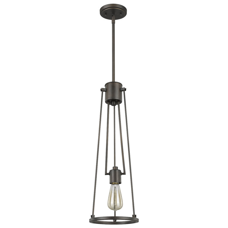 Luminaire suspendu géométrique 1 lumière Hattaway, Bronze huilé