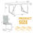 7-Piece American 71" Modern Rectangular Dining Set, White MDF Table with Chrome Geometric Metal Legs & Upholstered Faux Leather Chairs-1720204818-1720204823