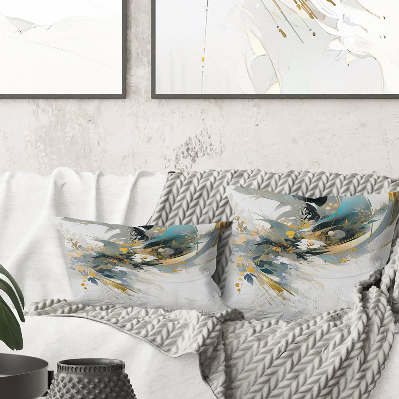 Coussin décoratif à imprimé mosaïque turquoise et doré