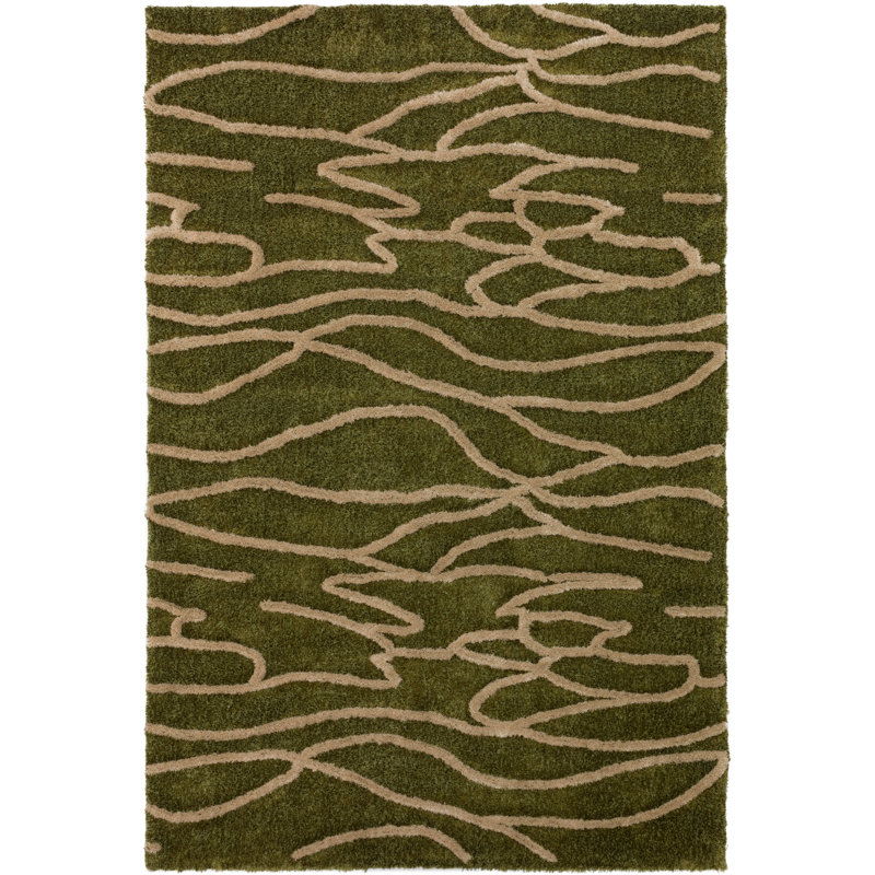 Addison Calabar Transitional Abstract Waves Pine 9'' X 13'' Area Rug, Rectangle 8' x 10'