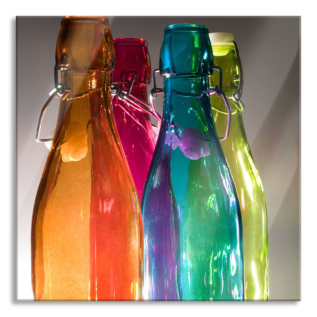 Glasbild Bunte Glasflaschen