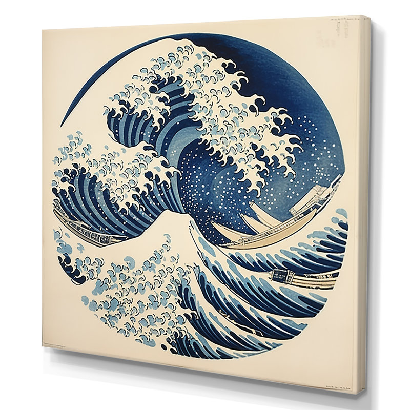 Grandes vagues au Japon - Art mural japonais, H 30 po x l 30 po